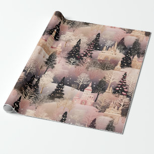 Grillige Roze Winterlandschap (2) Cadeaupapier