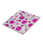 Grillige roze witte harten en bloemen bloemmotief tegeltje (Zijkant)