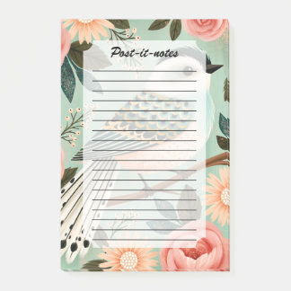 Grillige Rozen Bloemen Vintage Volk Vogel Post-it® Notes