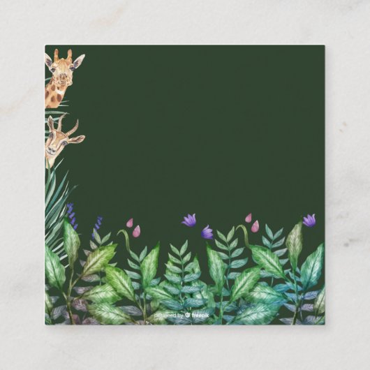 grillige Safari Dier Baby shower Luier Raffle Informatiekaartje (Achterkant)