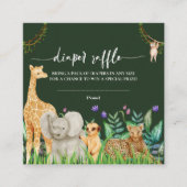 grillige Safari Dier Baby shower Luier Raffle Informatiekaartje (Voorkant)