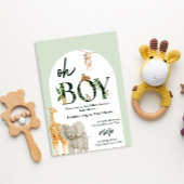 grillige Safari Dier Oerwoud Groen Baby shower Kaart