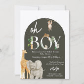 grillige Safari Dier Oerwoud Groen Baby shower Kaart (Voorkant)