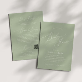 grillige salie groen | Alles in één Baby shower Kaart