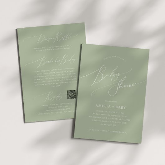 grillige salie groen | Alles in één Baby shower Kaart