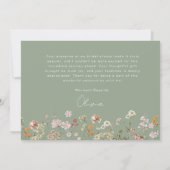 Grillige Saliegroene Wilde Bloemen Bruidsdiner Bedankkaart (Achterkant)