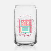 Grillige Sardines Kuststrand Roze Blikvorm Glas (Voorkant)