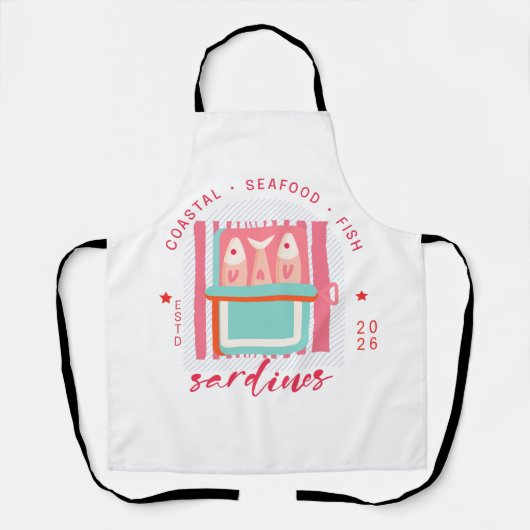 Grillige Sardines Kuststrand Schort (Voorkant)