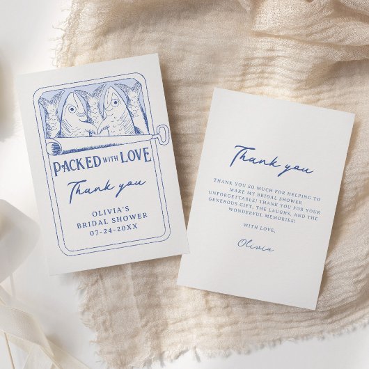 grillige sardines Vrijgezellenfeest bedankkaart