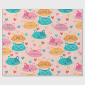 grillige schattige katten glazen grappige harten cadeaupapier (Vlak)