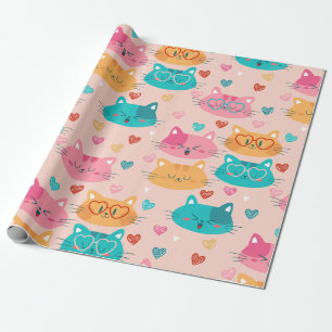 grillige schattige katten glazen grappige harten cadeaupapier