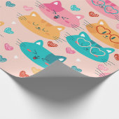 grillige schattige katten glazen grappige harten cadeaupapier (Hoek)