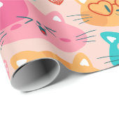 grillige schattige katten glazen grappige harten cadeaupapier (Rol Hoek)