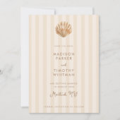 Grillige Schelp Monogram Tropische Trouwdag Save The Date (Voorkant)