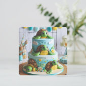 GRILLIGE SCHILDPAD CAKE VERJAARDAG KAART (Staand voorkant)