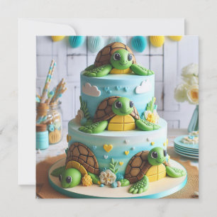 GRILLIGE SCHILDPAD CAKE VERJAARDAG KAART