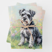 Grillige Schnauzer met Paaseieren Inpakpapier Vel (In situ)