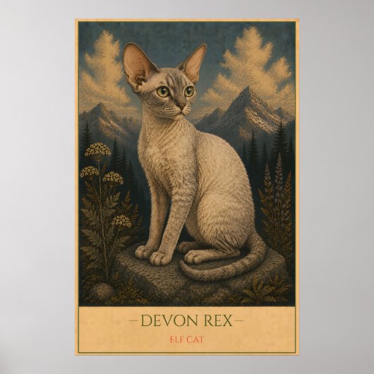 Grillige Schoonheid: Devon Rex Poster (Voorkant)