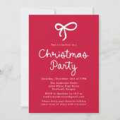Grillige Script Boog Rode Kerstfeest Kaart (Voorkant)
