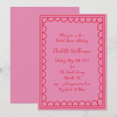 Grillige Script Roze Rode Krabbelrand Bruidsdouche Kaart (Voorkant / Achterkant)