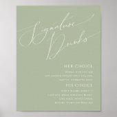 Grillige Script Sagegroene Handtekening Dranken Bo Poster (Voorkant)