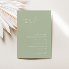 Grillige script | Salie groene traditionele trouwd Kaart