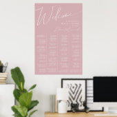 Grillige script | Stof-roze alfabetische zitplaats Poster (Thuiskantoor)