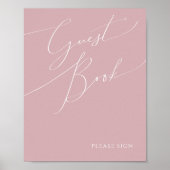 Grillige Script | Stof Roze Gastboek Teken Poster (Voorkant)