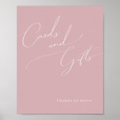 Grillige Script | Stof Roze Kaarten en Cadeaus Bor Poster (Voorkant)