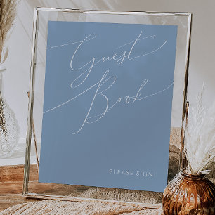 Grillige script Stofblauw gastenboek bord Poster