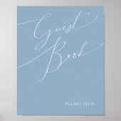 Grillige script | Stofblauw gastenboek bord Poster (Voorkant)