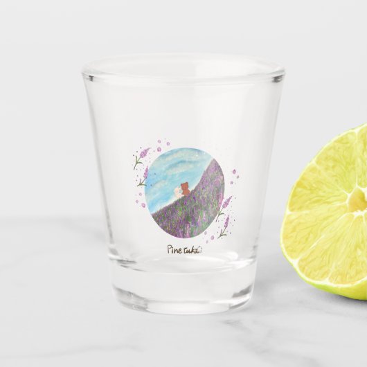Grillige Shotglas | Teddberen in Lavendelveld Shot Glas (Voorkant)