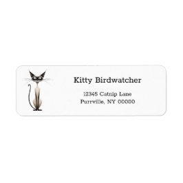 grillige siamese cat Cartoon retouradres Etiket