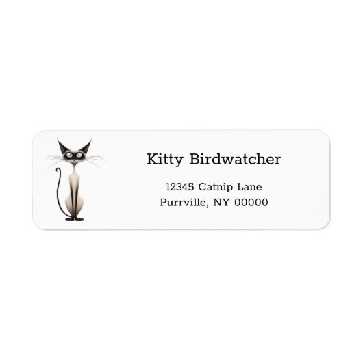 grillige siamese cat Cartoon retouradres Etiket (Voorkant)