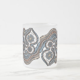 Grillige Sierlijke Zentangle Kant Bloemen Blauwe T Matglas Koffiemok
