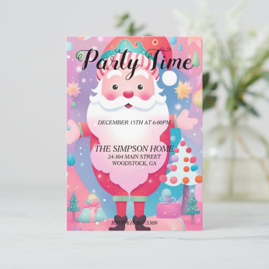 grillige sinterklaas kerstfeest uitnodiging (Staand voorkant)