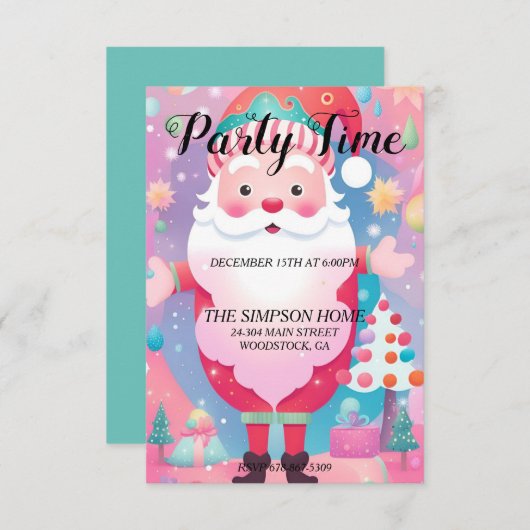 grillige sinterklaas kerstfeest uitnodiging (Voorkant / Achterkant)