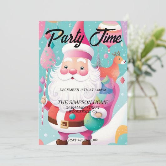 grillige sinterklaas kerstfeest uitnodiging (Staand voorkant)