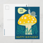 Grillige Slak op Magische Paddenstoel Aangepaste V Briefkaart (Voorkant / Achterkant)