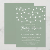 Grillige Slingerende Lichtjes Saliegroen Baby Show Kaart (Voorkant / Achterkant)