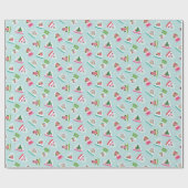 Grillige Sneeuwbollen in Aqua Blauwe Patroon Cadeaupapier (Vlak)