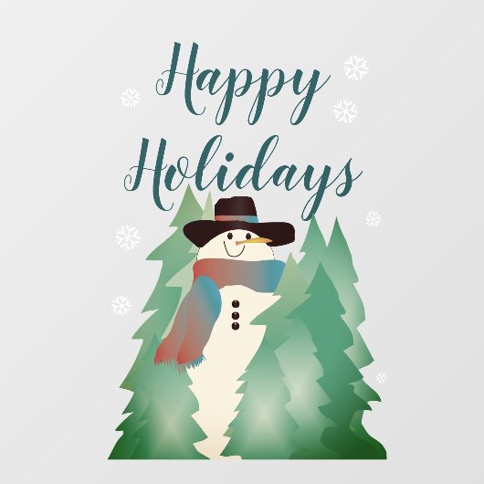 grillige sneeuwman en bomen raamsticker (Vel)