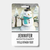Grillige Sneeuwman in Winter Kerst Scene Badge (Achterkant)