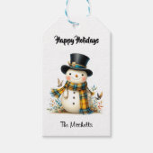 Grillige Sneeuwman Kerstcadeautag Cadeaulabel (Voorkant)