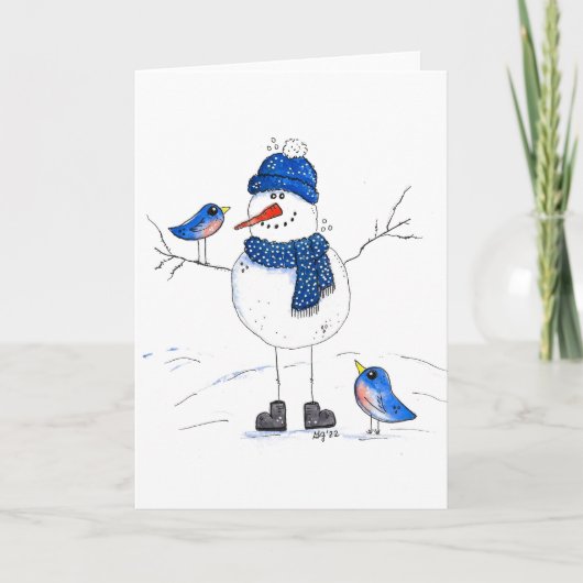 Grillige sneeuwman met lange poten kaart (Voorkant)