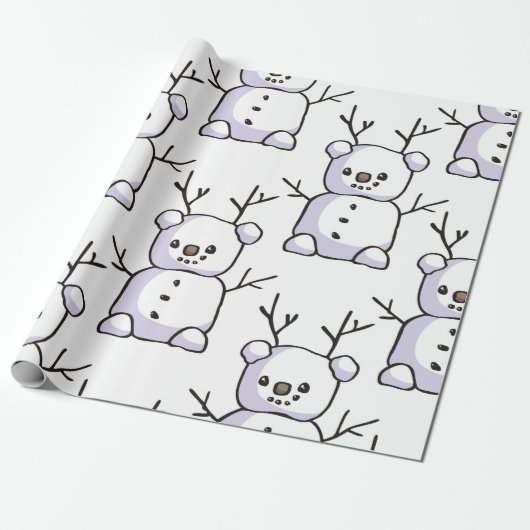 Grillige Sneeuwmannen Inpakpapier (Uitgerold)