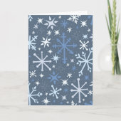 Grillige Sneeuwvlok Wenskaart in Blauw Kaart (Voorkant)