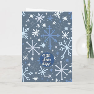 Grillige Sneeuwvlok Wenskaart in Blauwtinten Kaart