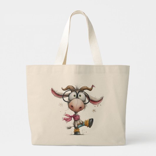Grillige Speelse Geit Grote Tote Bag (Achterkant)