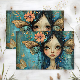 GRILLIGE SPROOKJE MEISJE DECOUPAGE TISSUEPAPIER